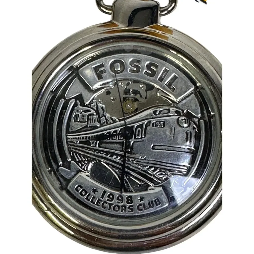 Fossil Limited Edition 1998 Collectors Club 'Steamliner' Pocket Watch-Wood Case